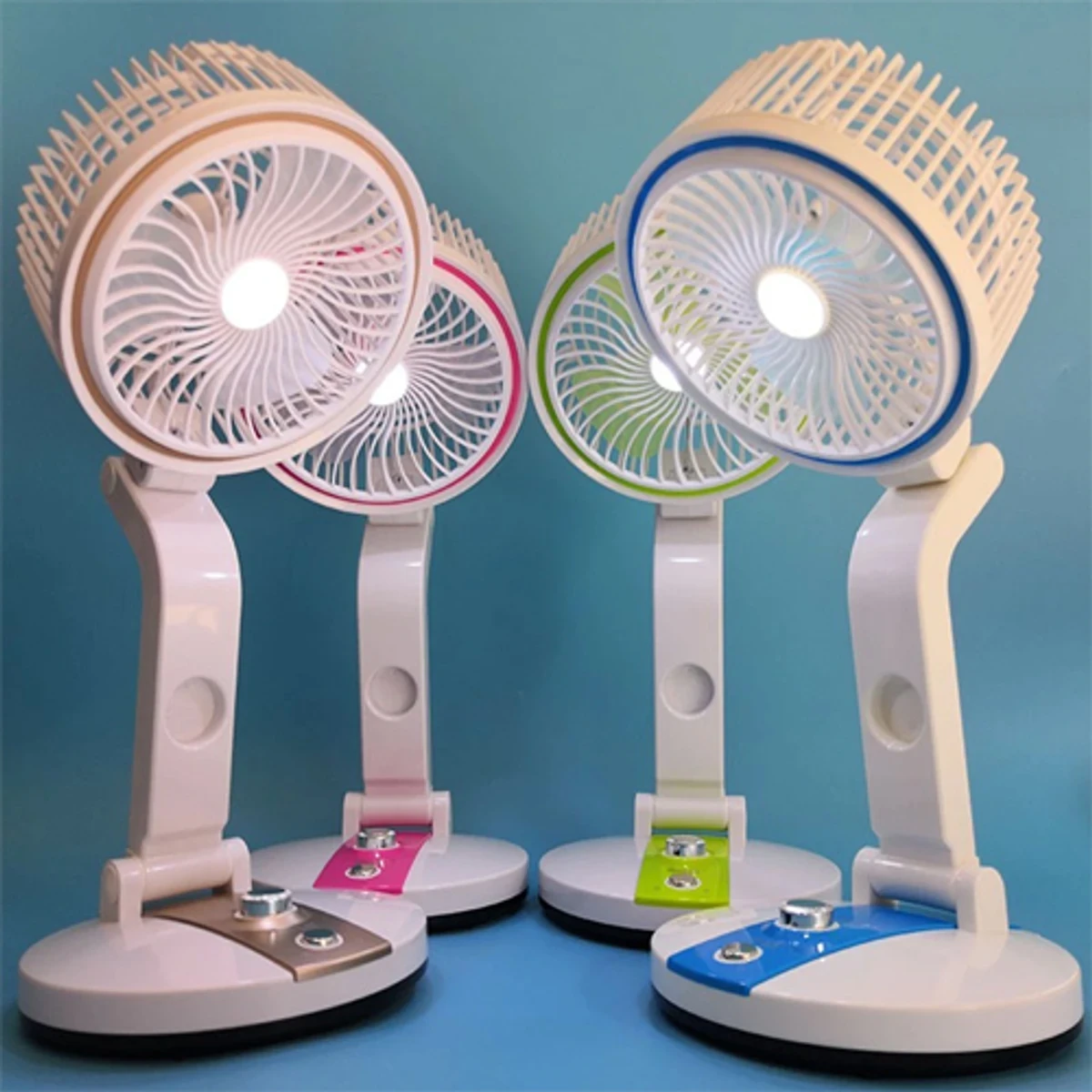 Rechargeable Folding Fan With Led Light