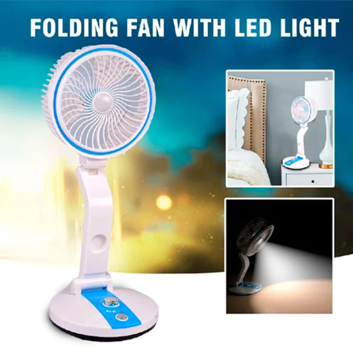 Rechargeable Folding Fan With Led Light