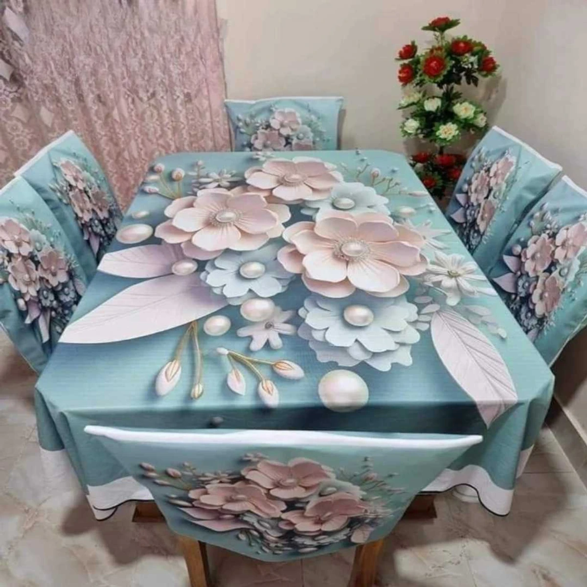 3D Print Table cloth With 6 pcs Chair Cover