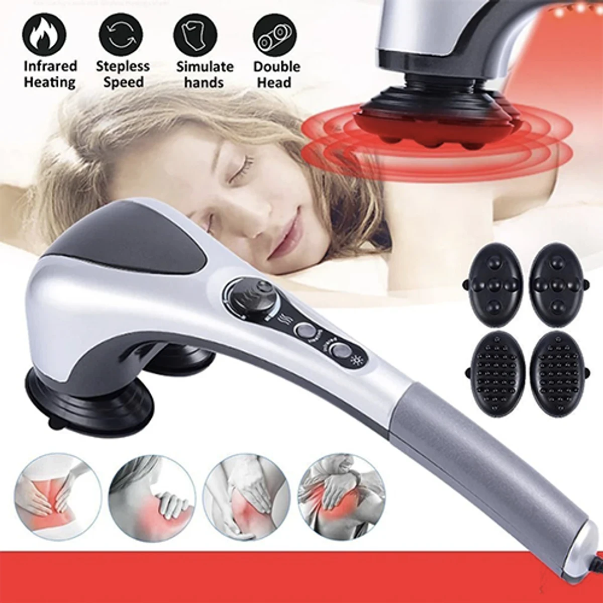 Double Heads Heating Massager