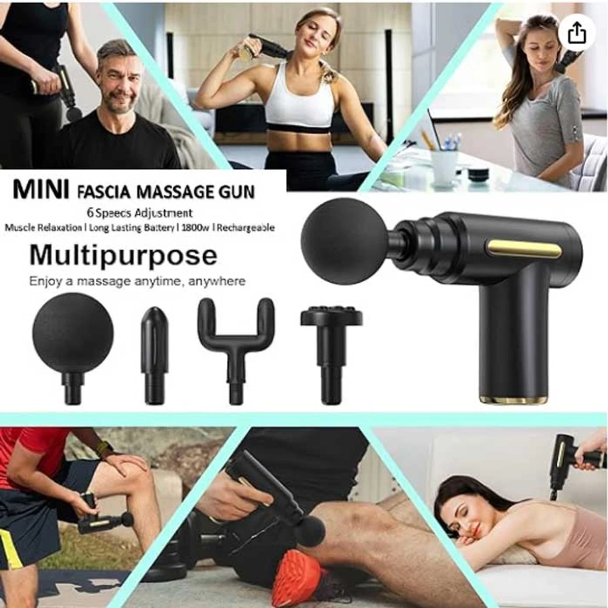 5 in 1 Gun Massager Rechargeable (1 year warranty )