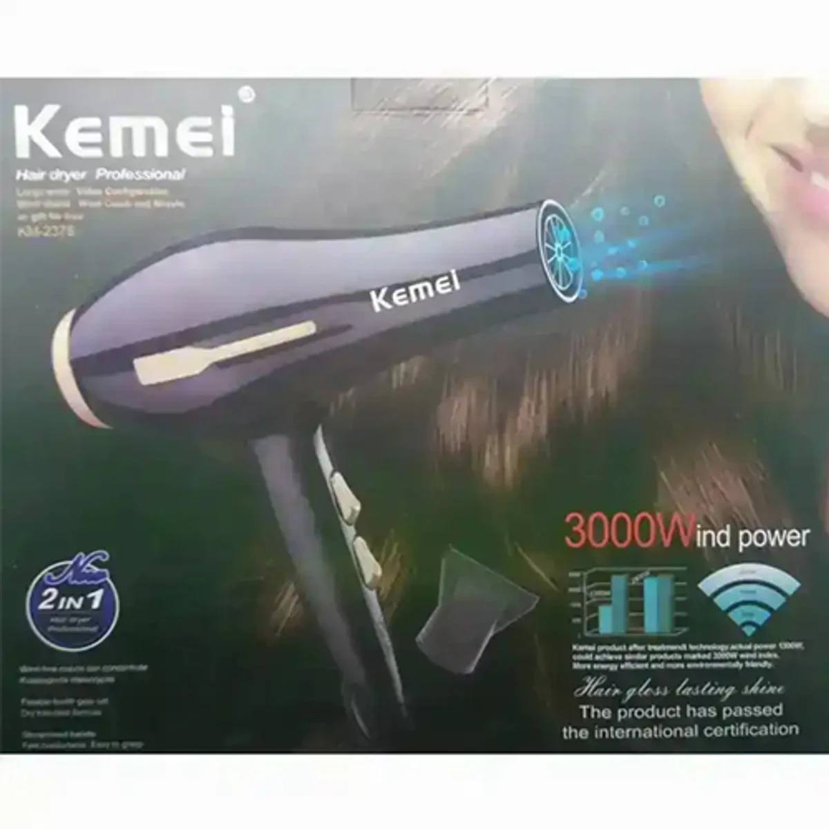 KEMEI 2 IN 1 HAIR DRYER 3000W - Image 4