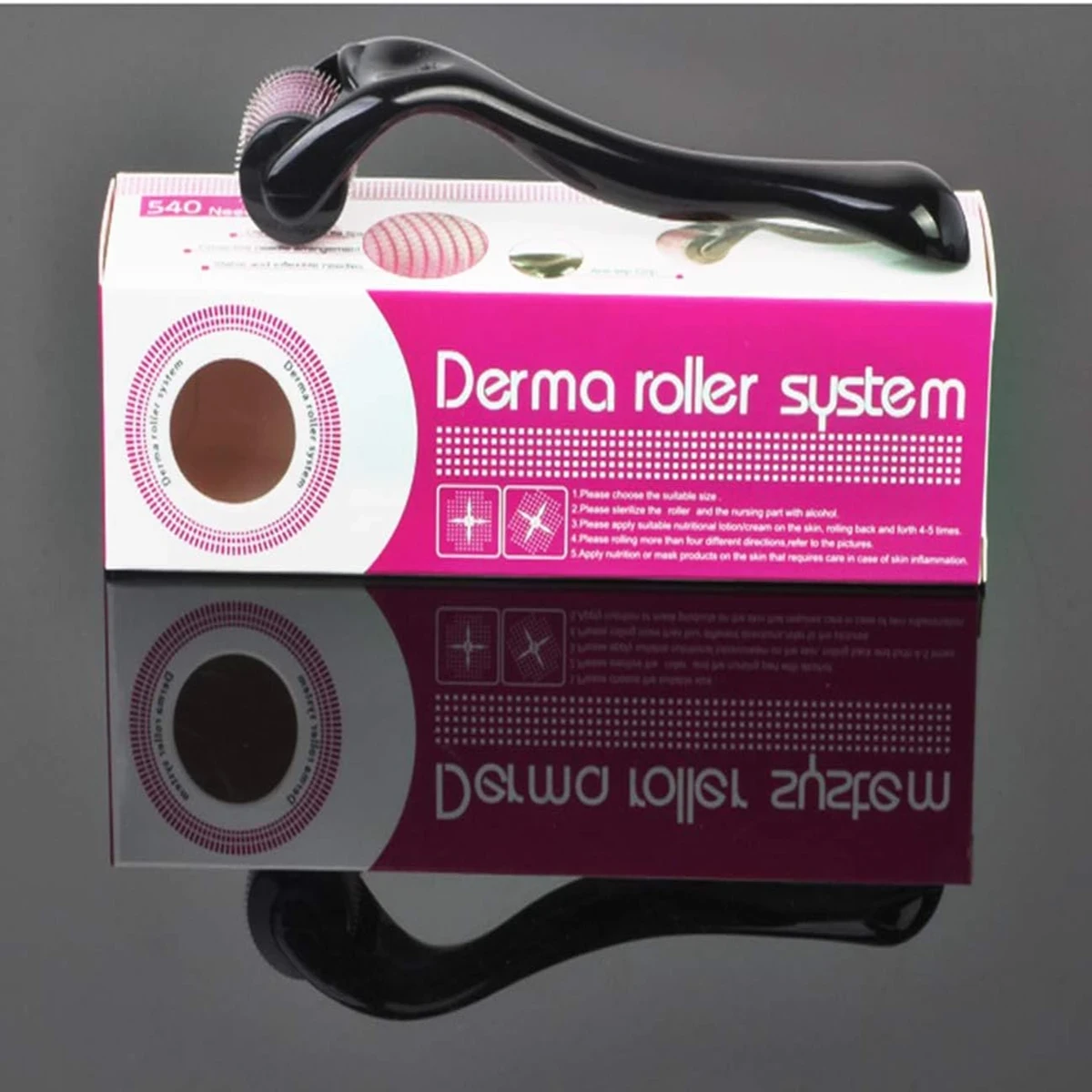 Derma Roller 1mm Cosmetic Needling Instrument For Face Titanium 540 Micro Needles Beauty Massage Tool Home Use Hair Loss Care Stretch Marks Acne Scars and Wrinkles Anti Aging Roller