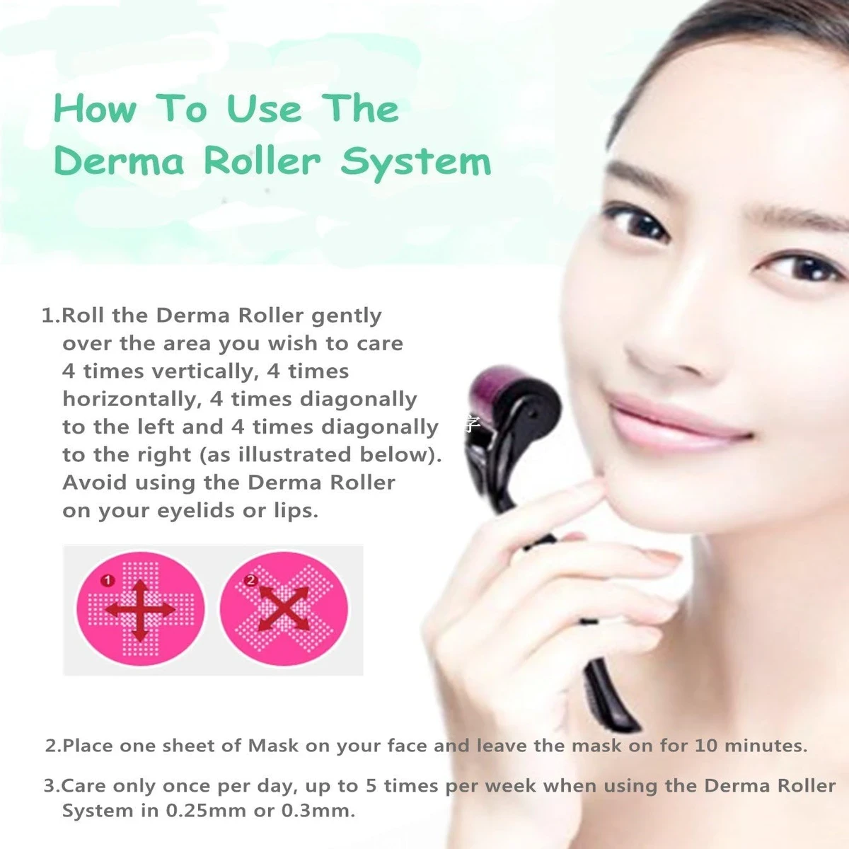 Derma Roller 1mm Cosmetic Needling Instrument For Face Titanium 540 Micro Needles Beauty Massage Tool Home Use Hair Loss Care Stretch Marks Acne Scars and Wrinkles Anti Aging Roller