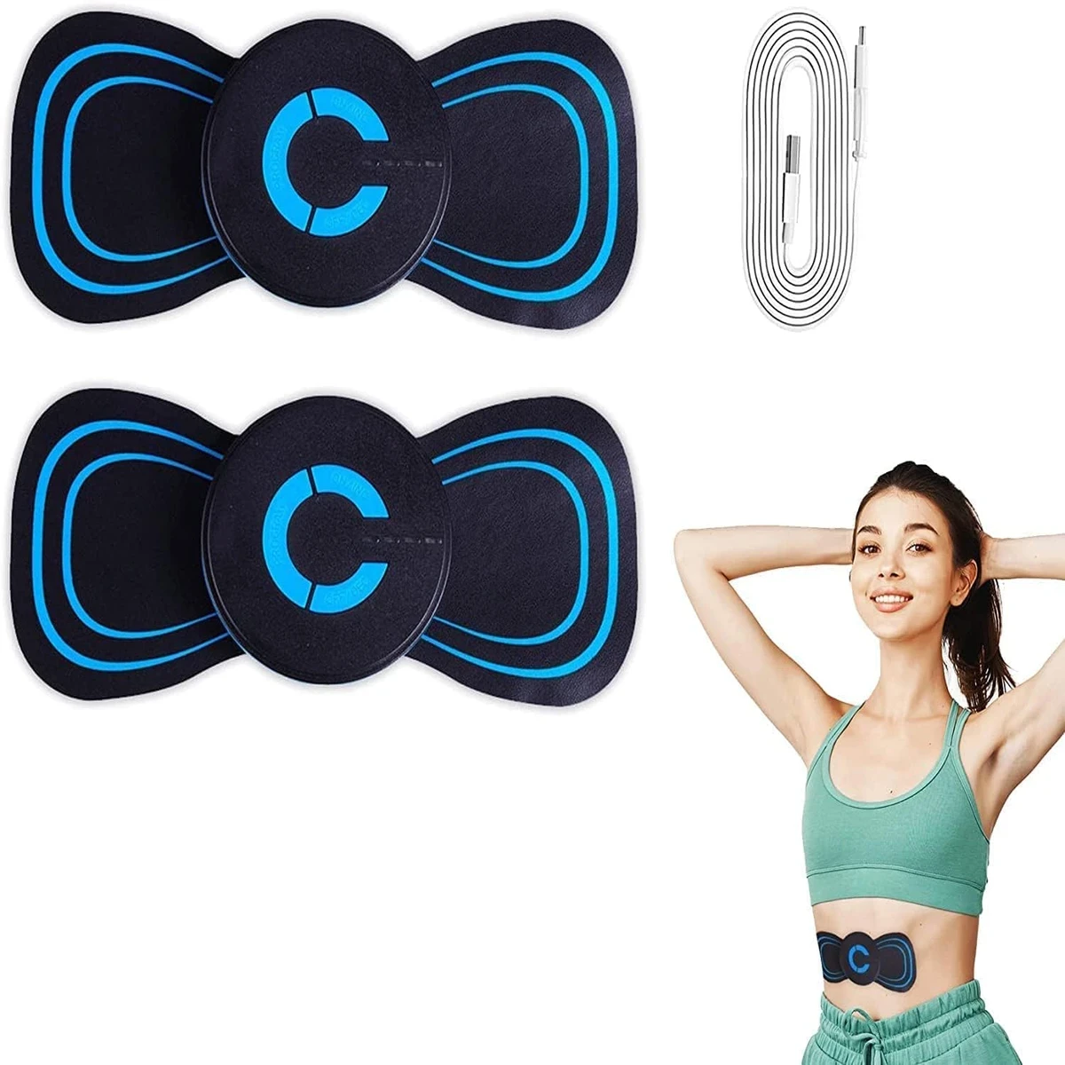 Microcurrent EMS Mini Massage Device, Cordless Portable Cervical Pad for Whole Body, Electric Neck Massager, Bioelectric Acupoints Mat Pain Relief (2 PCS)