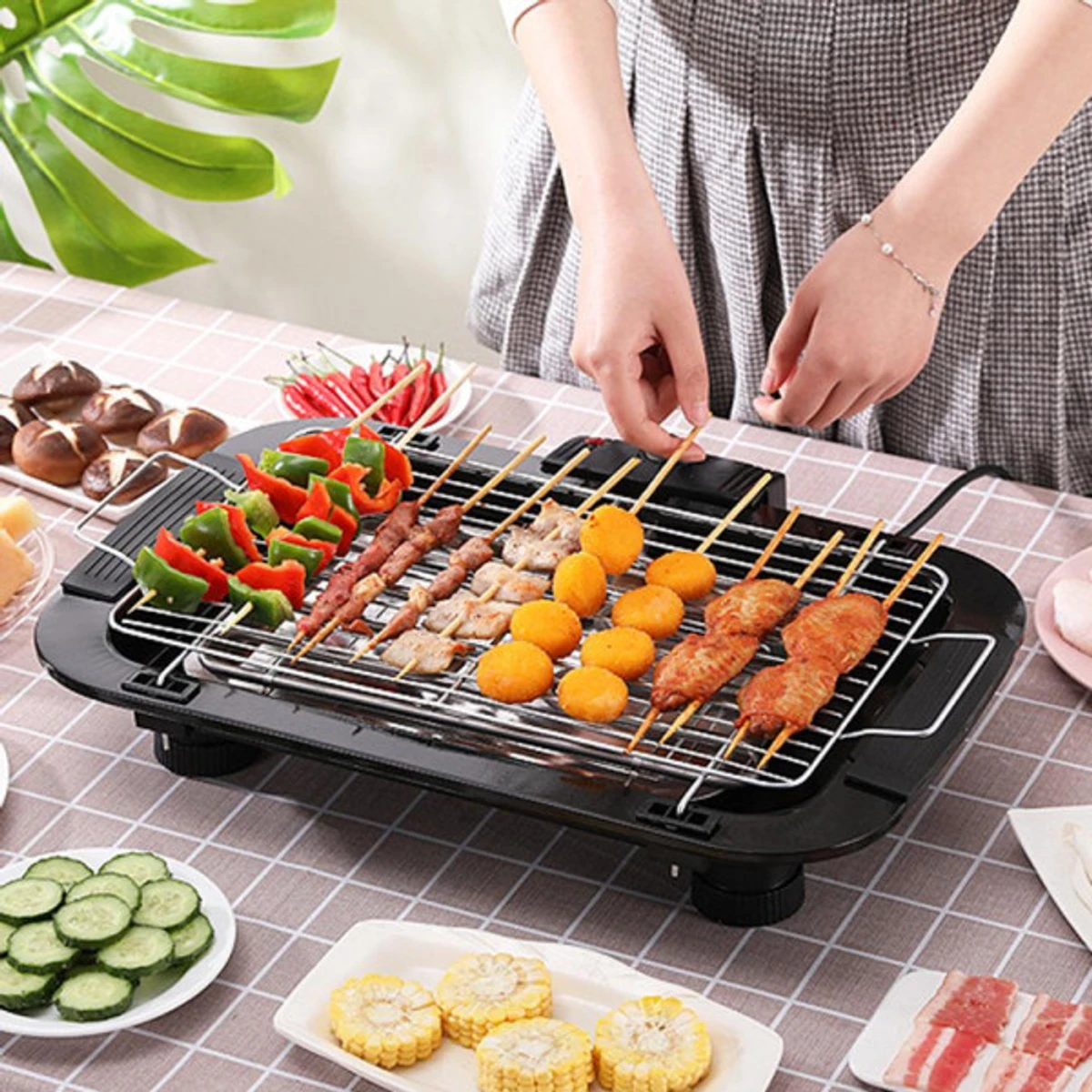 Electric BBQ Grill Machine - Black