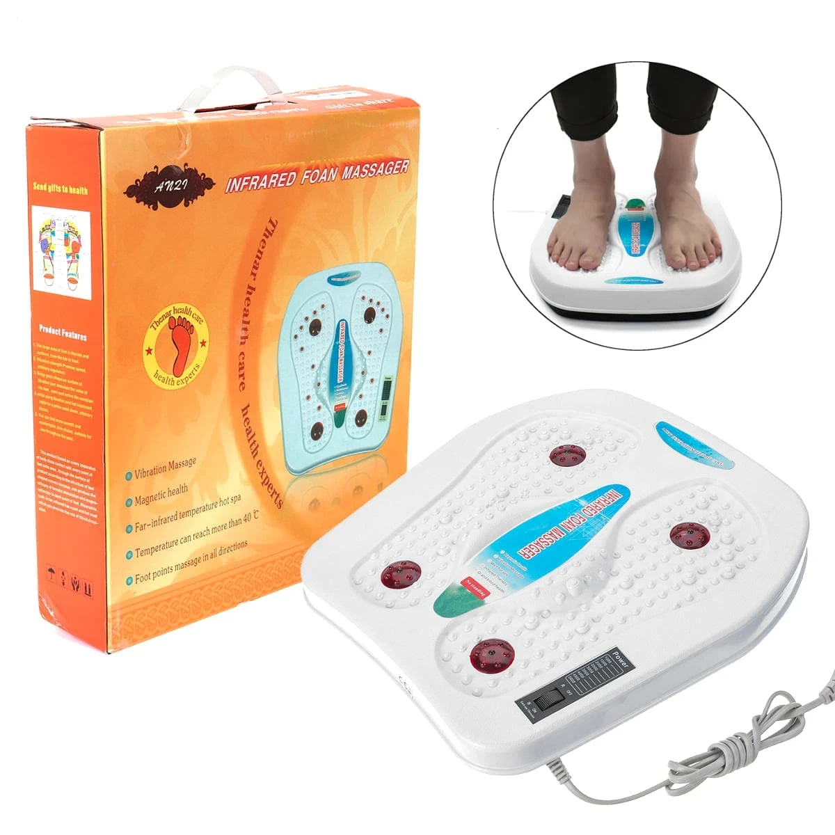 Infrared Vibration & Heating Foot Massager- White