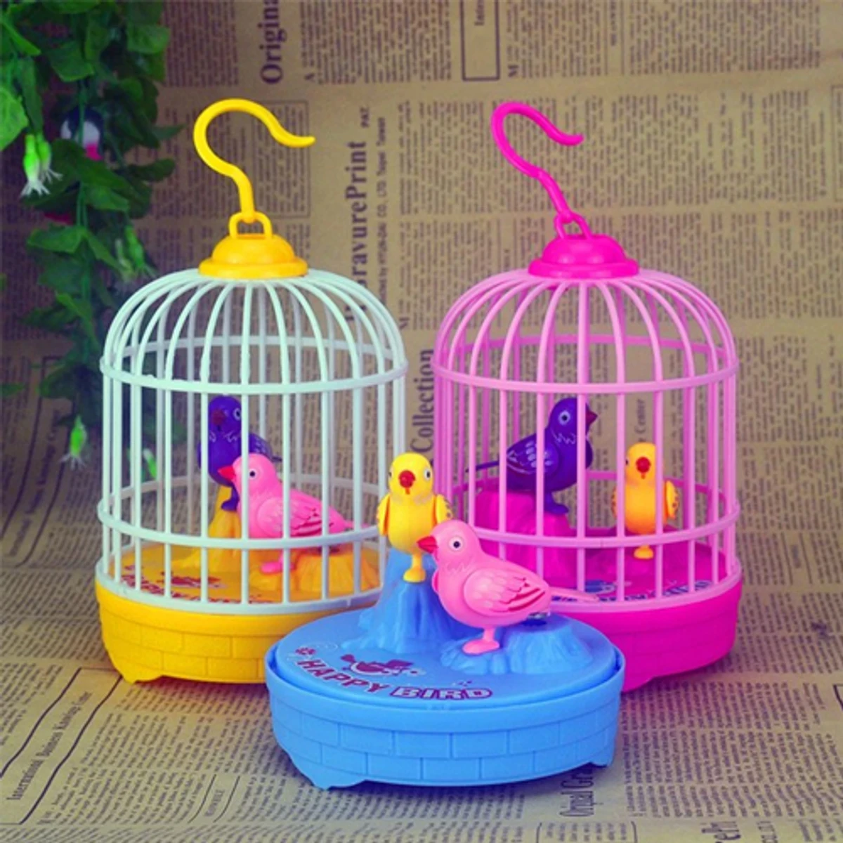 Talking Birds Cute Mini Bird Cages Voice Sensing Dual Bird Plastic Electronic Bird Toys - Image 5