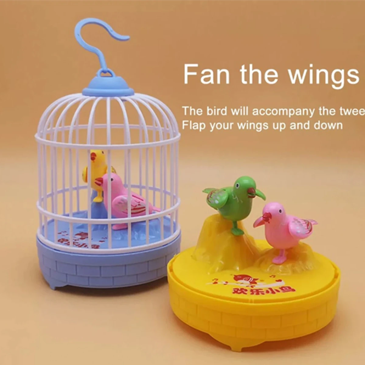 Talking Birds Cute Mini Bird Cages Voice Sensing Dual Bird Plastic Electronic Bird Toys - Image 6