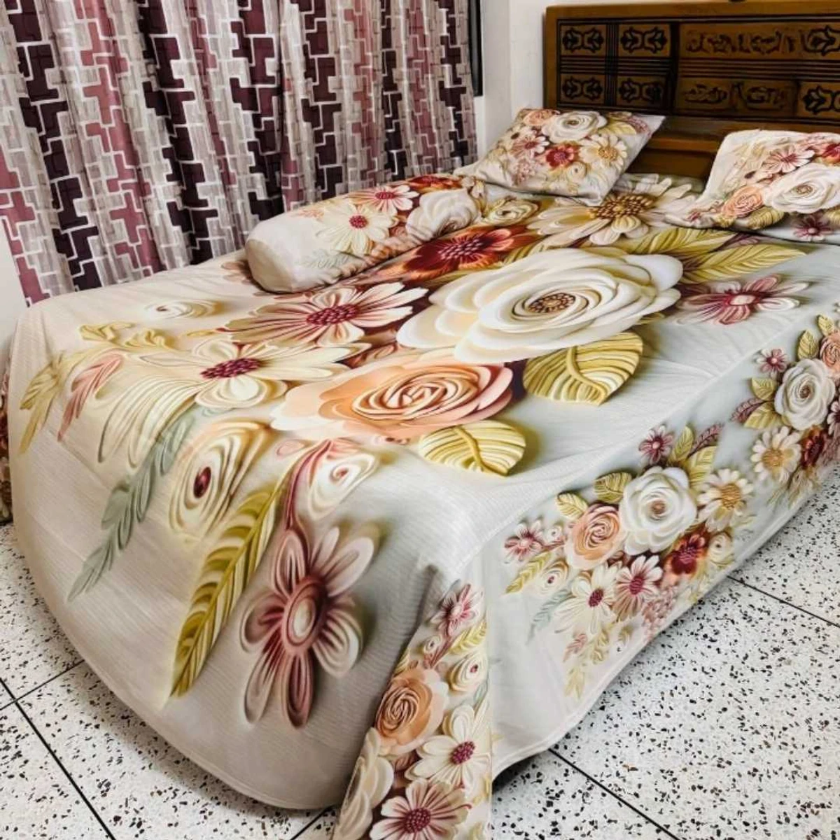 3d Flower Design Bed Sheet