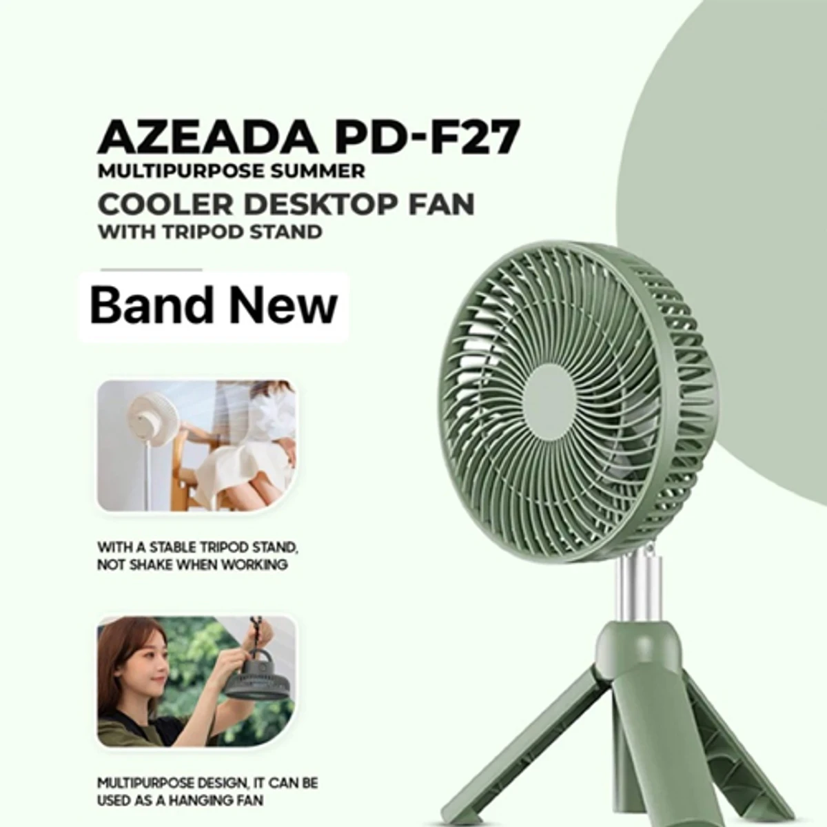 AZEADA PD-F27 Rechargeable Fan With Tripod Stand - Image 4